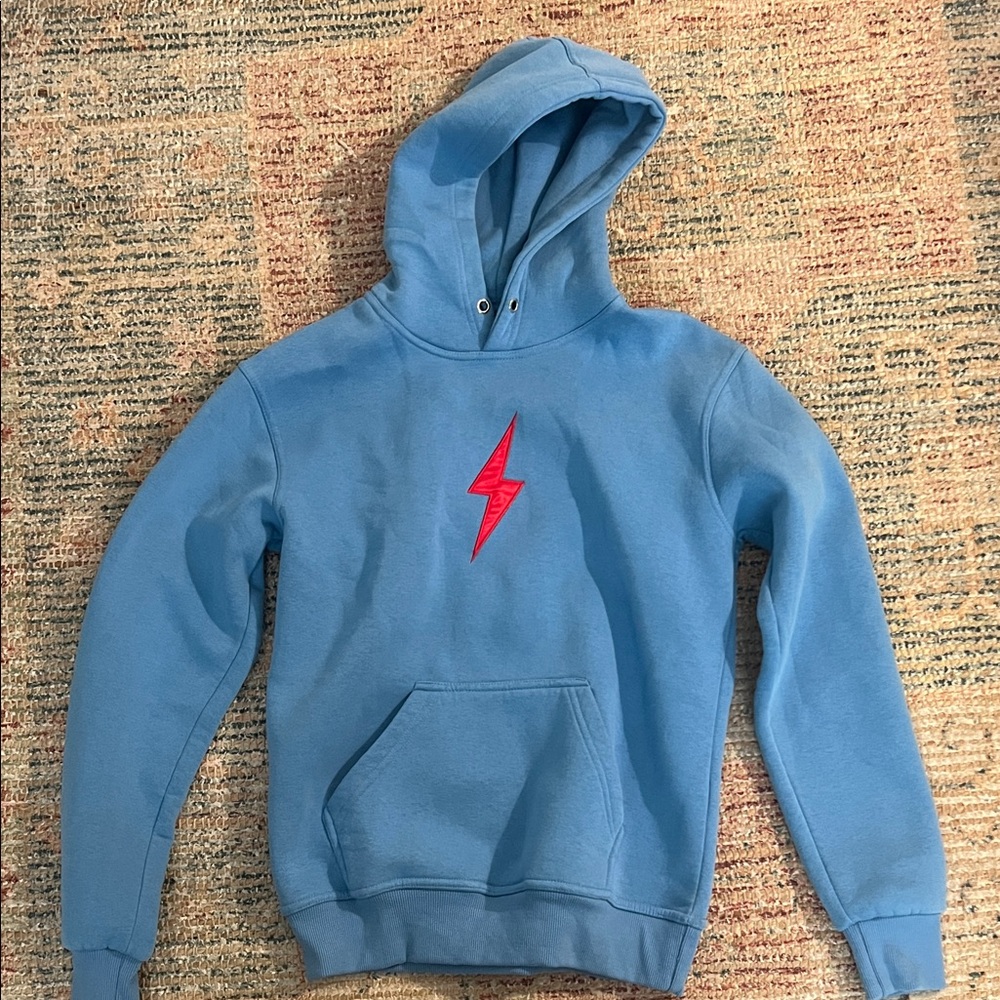 Blue Hoodie with Red Lightning Bruce Bolt boys youth XL